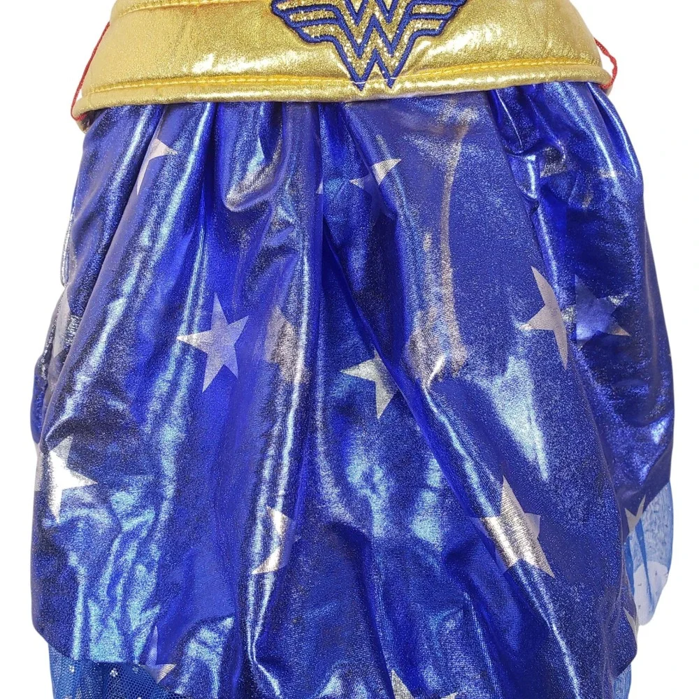 Wonder Woman Dress Up Costume Sparkly Sequin Skirt Girls Size Medium‎ 7-8